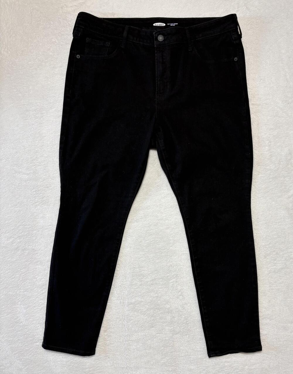 Old Navy Pop Icon Skinny Jeans Womens 16 Short Black Mid Rise Stretch Denim